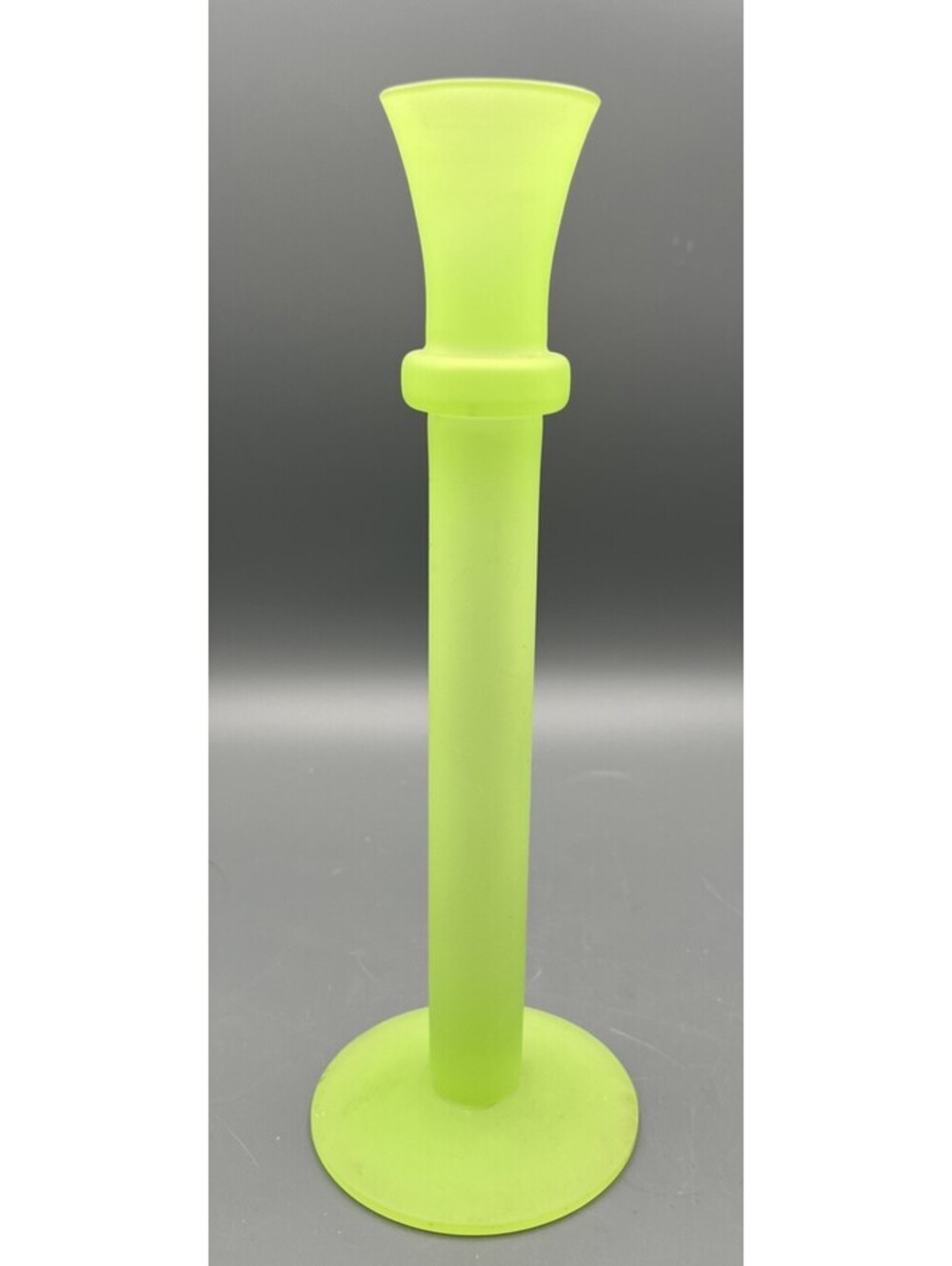 LSA 10” Lime Green Satin Glass Solifleur Bud Vase Handmade Poland Narrow Column